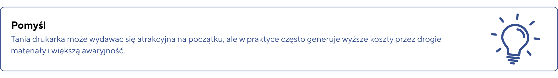 Wazne – Wybor drukarki powinien byc dopasowany do realnego obciazenia miesiecznego a nie tylko ceny urzadzenia. Zbyt slaby sprzet szybko zacznie sie psuc a zbyt mocny wygeneruje niepotrzebne kos 