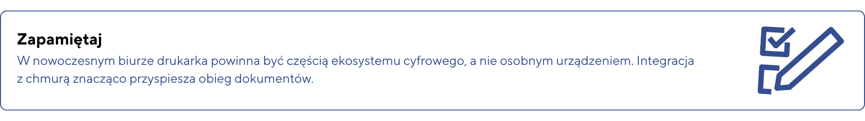 Wazne – Wybor drukarki powinien byc dopasowany do realnego obciazenia miesiecznego a nie tylko ceny urzadzenia. Zbyt slaby sprzet szybko zacznie sie psuc a zbyt mocny wygeneruje niepotrzebne kos 