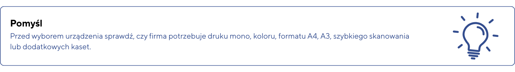 Copy of Wazne – Wybor drukarki powinien byc dopasowany do realnego obciazenia miesiecznego a nie tylko ceny urzadzenia. Zbyt slaby sprzet szybko zacznie sie psuc a zbyt mocny wygeneruje niepotrz 